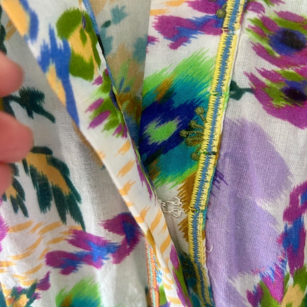 Johnny Was Ikat Bloom Tiered Floral Print Midi Dress Size Small - Picture 6 of 12